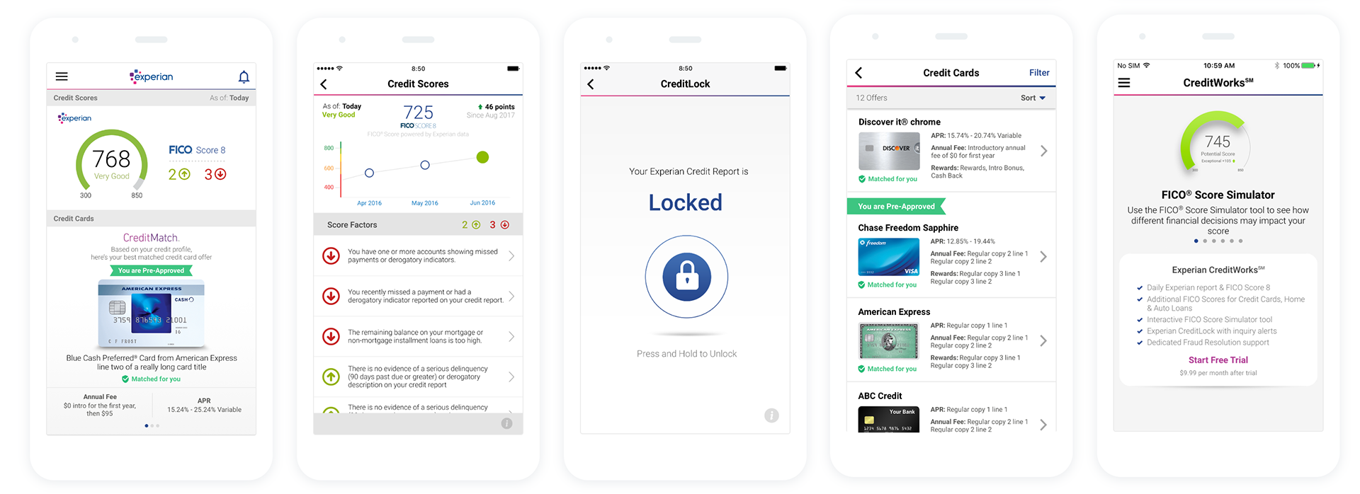 Experian app screens