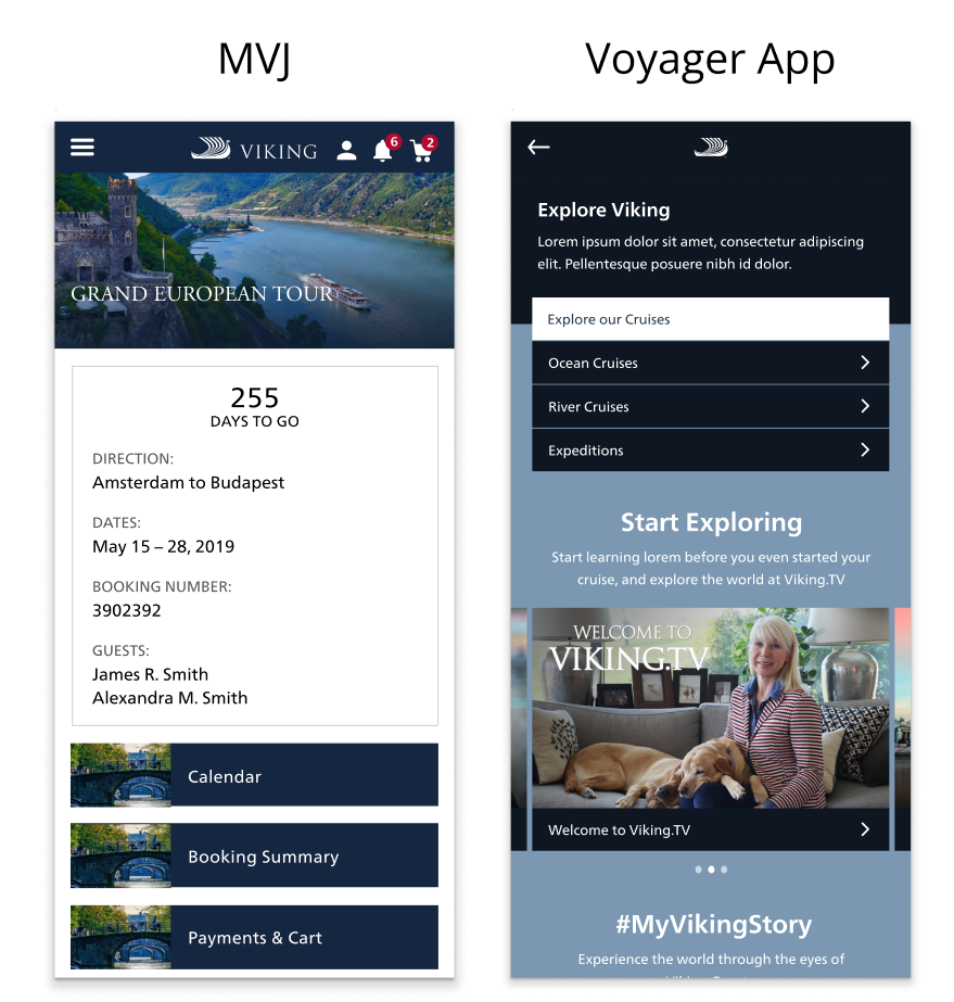 MVJ Voyager app screen